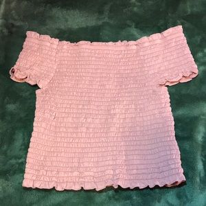 F21 off the shoulder rouched shirt